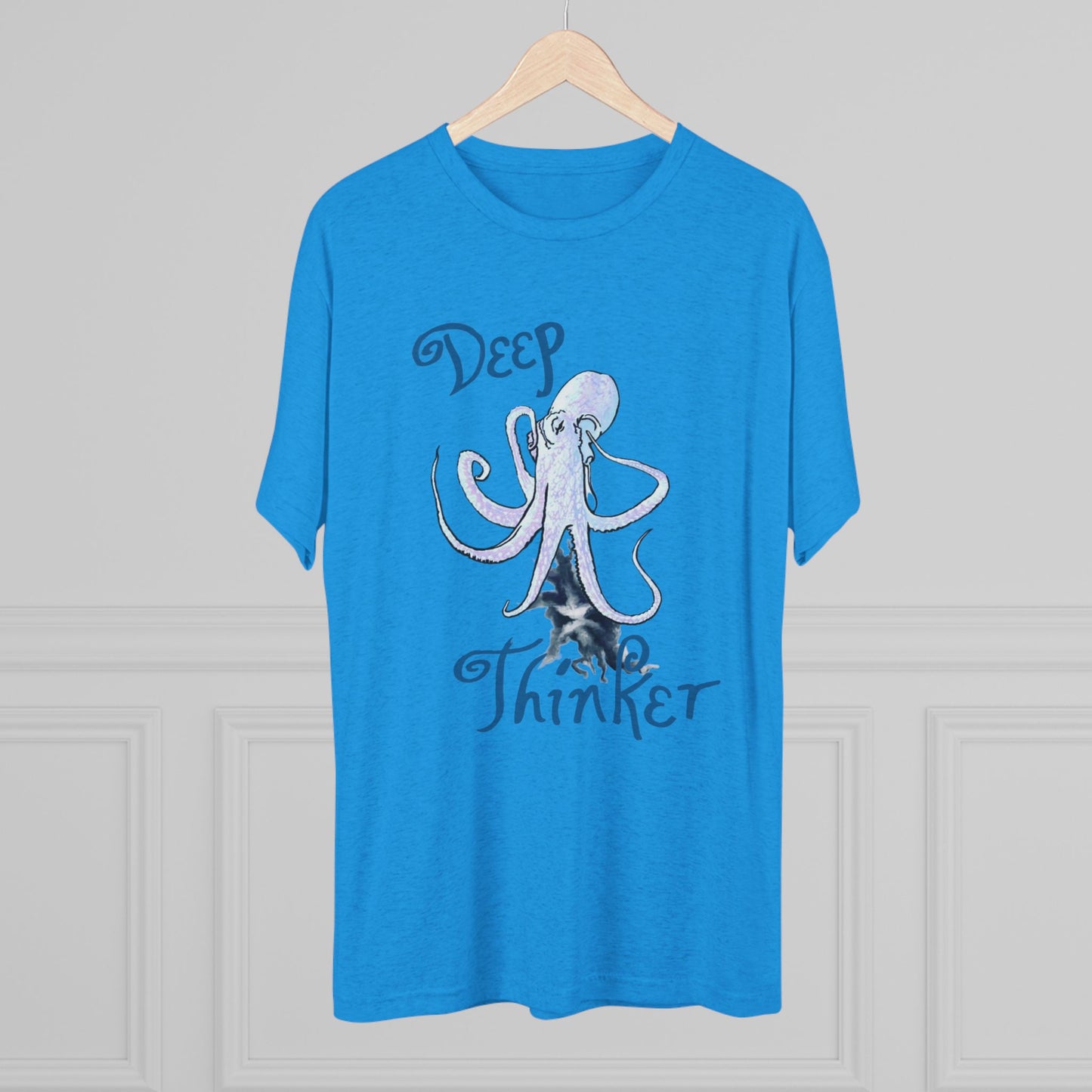 Deep Thinker Octopus Unisex Tri-Blend Crew Tee