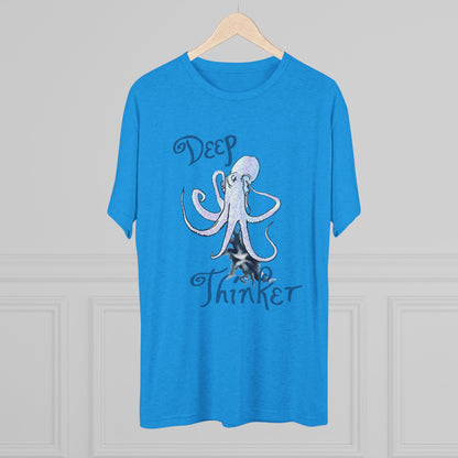 Deep Thinker Octopus Unisex Tri-Blend Crew Tee