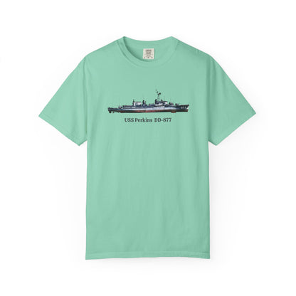 USS Perkins DD-877 Unisex Garment-Dyed T-shirt