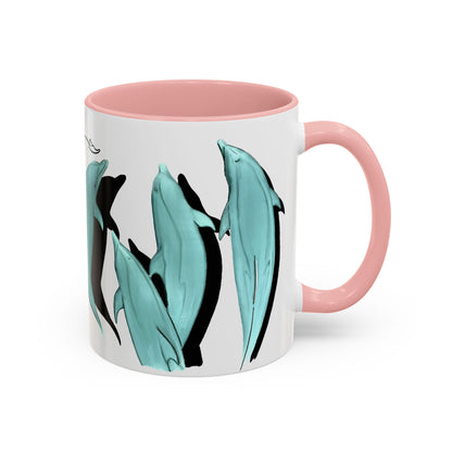 Dolphin Bow Ride Accent Coffee Mug (11, 15oz)