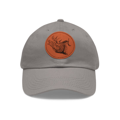 Elk Hat with Leather Patch (Round)