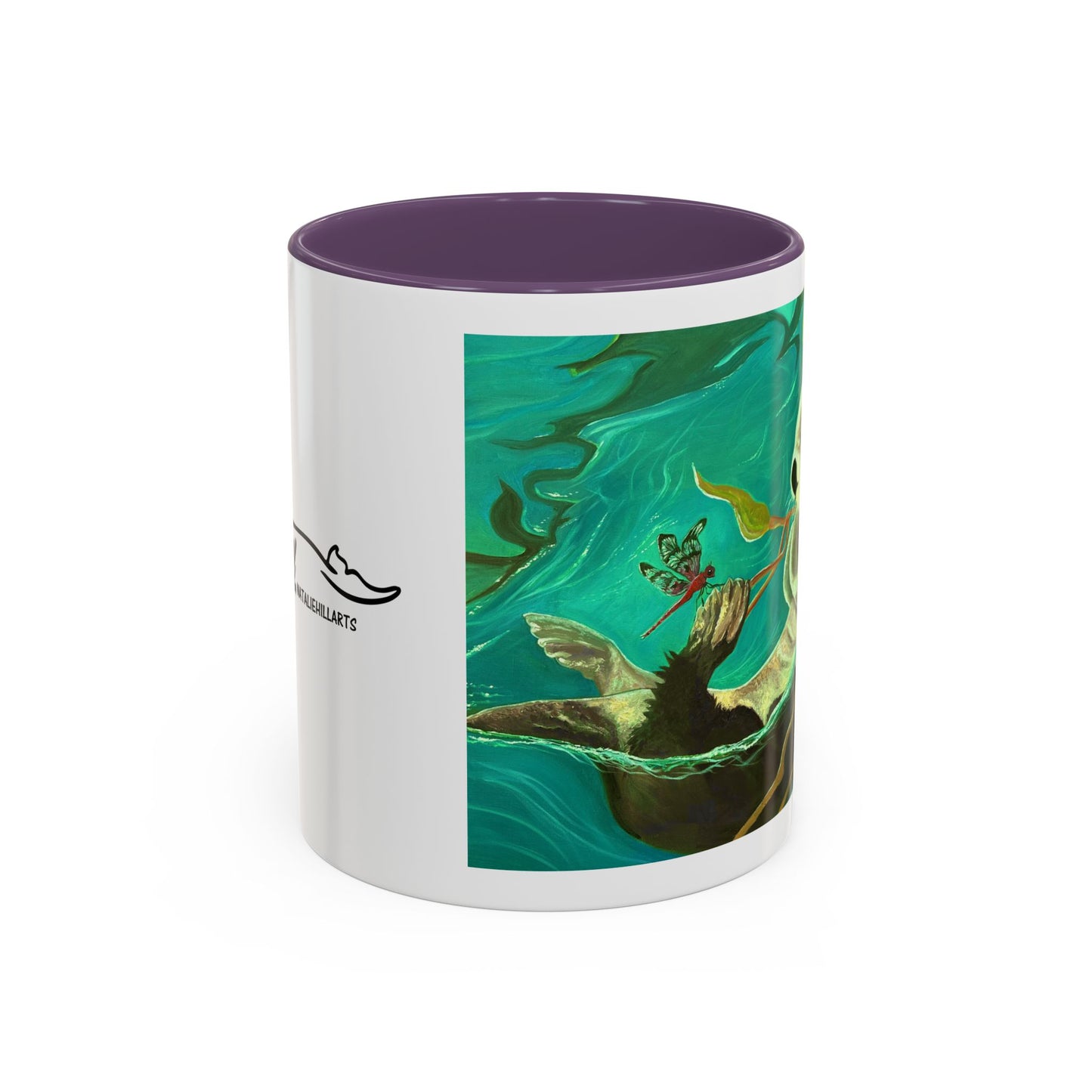 Otter and Dragonfly Accent Coffee Mug, 11oz