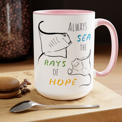 Sea Rays Two-Tone Coffee Mugs, 15oz