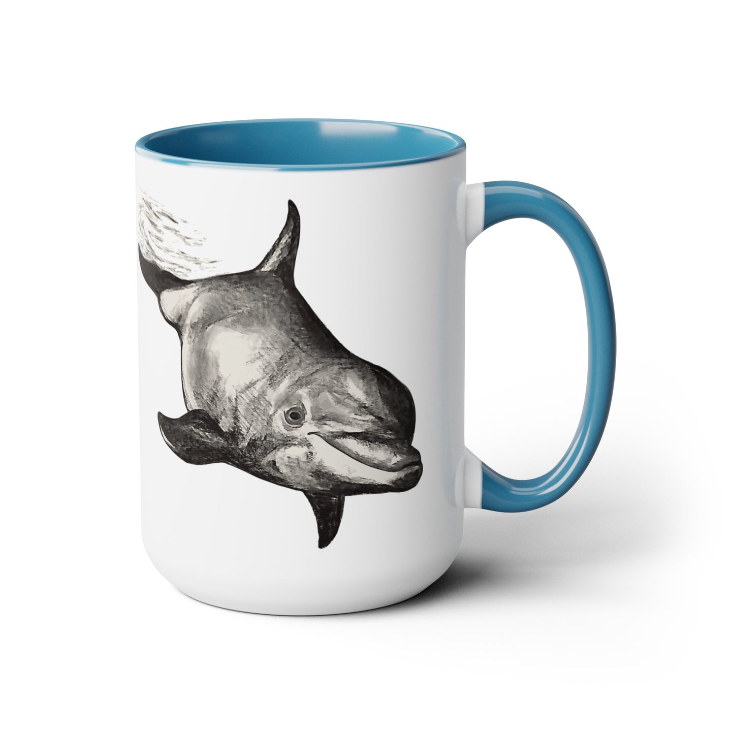 Dolphin Dive Two-Tone Coffee Mugs, 15oz