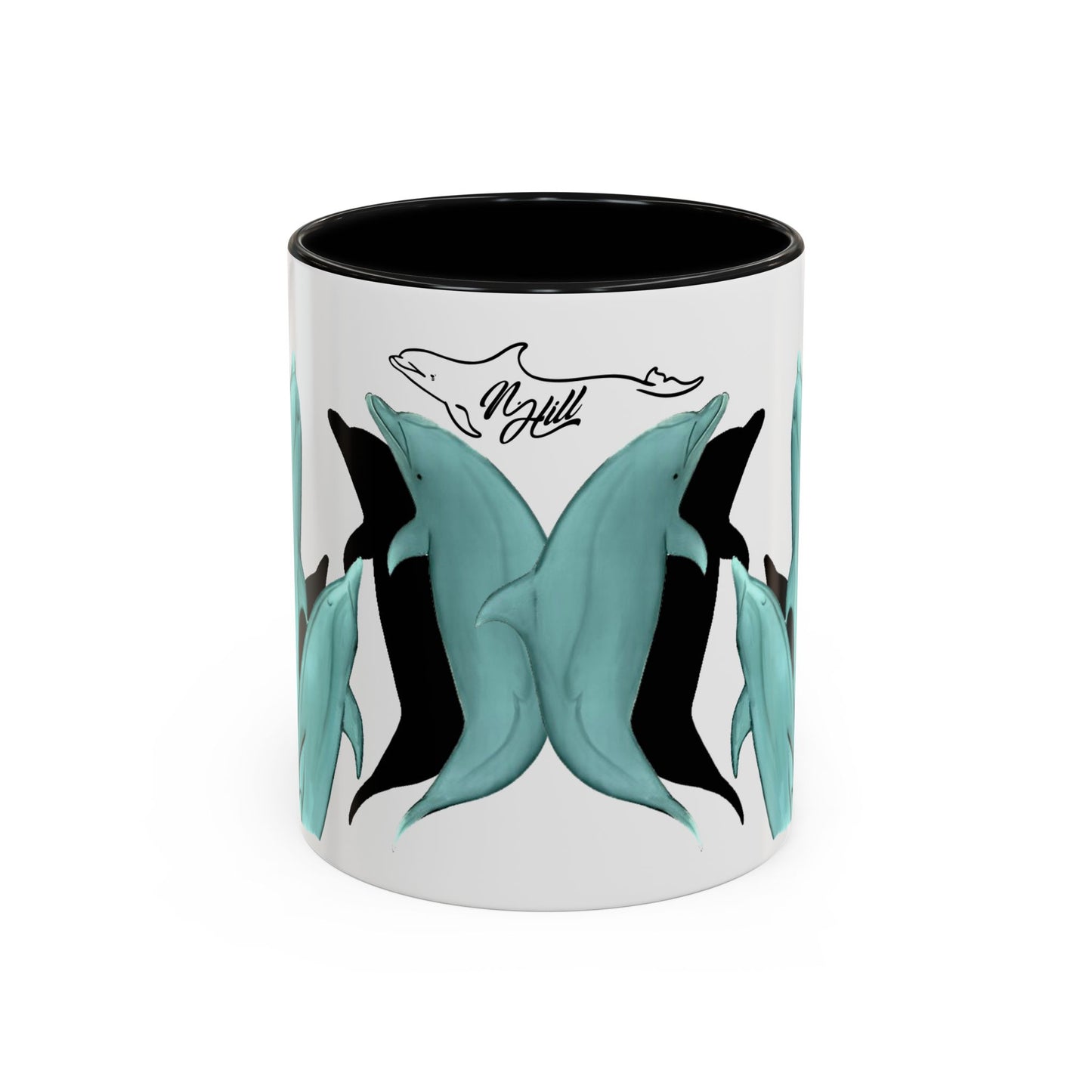 Dolphin Bow Ride Accent Coffee Mug (11, 15oz)