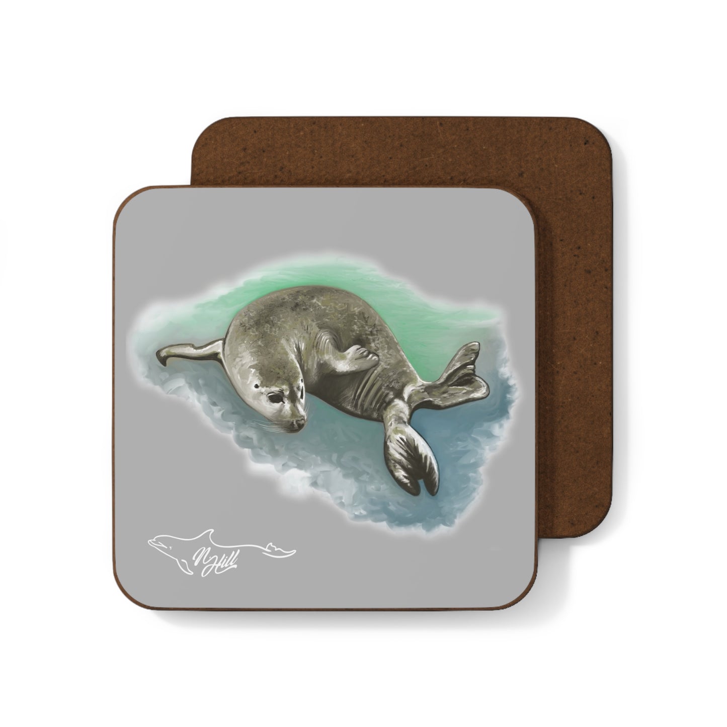 Harbor Seal Hardboard Back Coaster