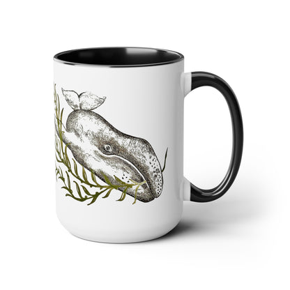 Gray Whale Two-Tone Coffee Mugs, 15oz