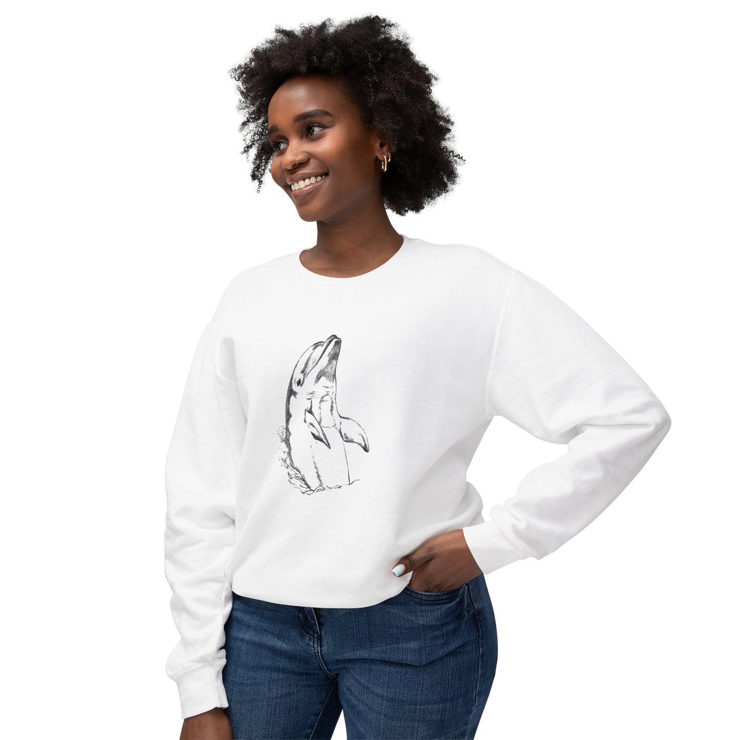 Dolphin Unisex Lightweight Crewneck Sweatshirt