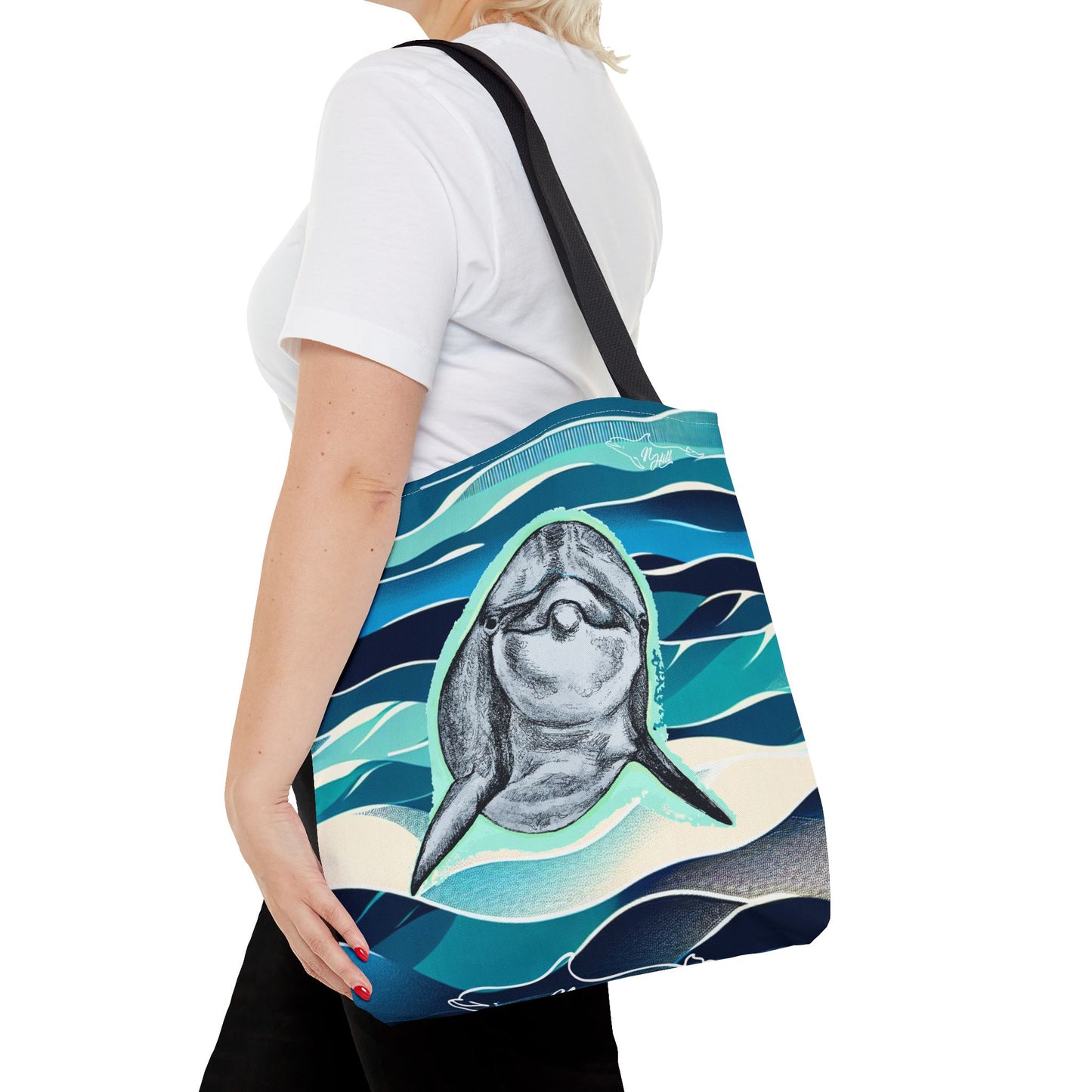 Curious Dolphin Tote Bag (AOP)