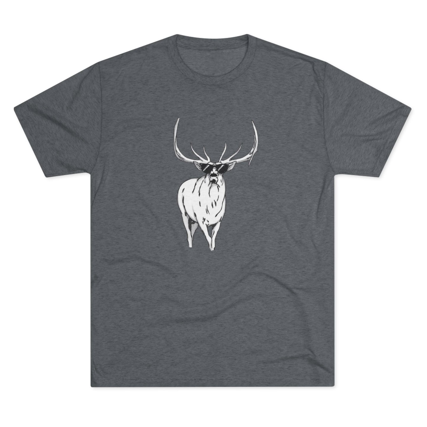 Bugling Elk in Sun Glasses Unisex Tri-Blend Crew Tee