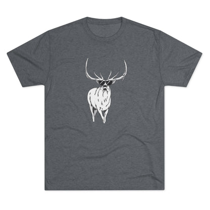 Bugling Elk in Sun Glasses Unisex Tri-Blend Crew Tee
