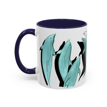 Dolphin Bow Ride Accent Coffee Mug (11, 15oz)