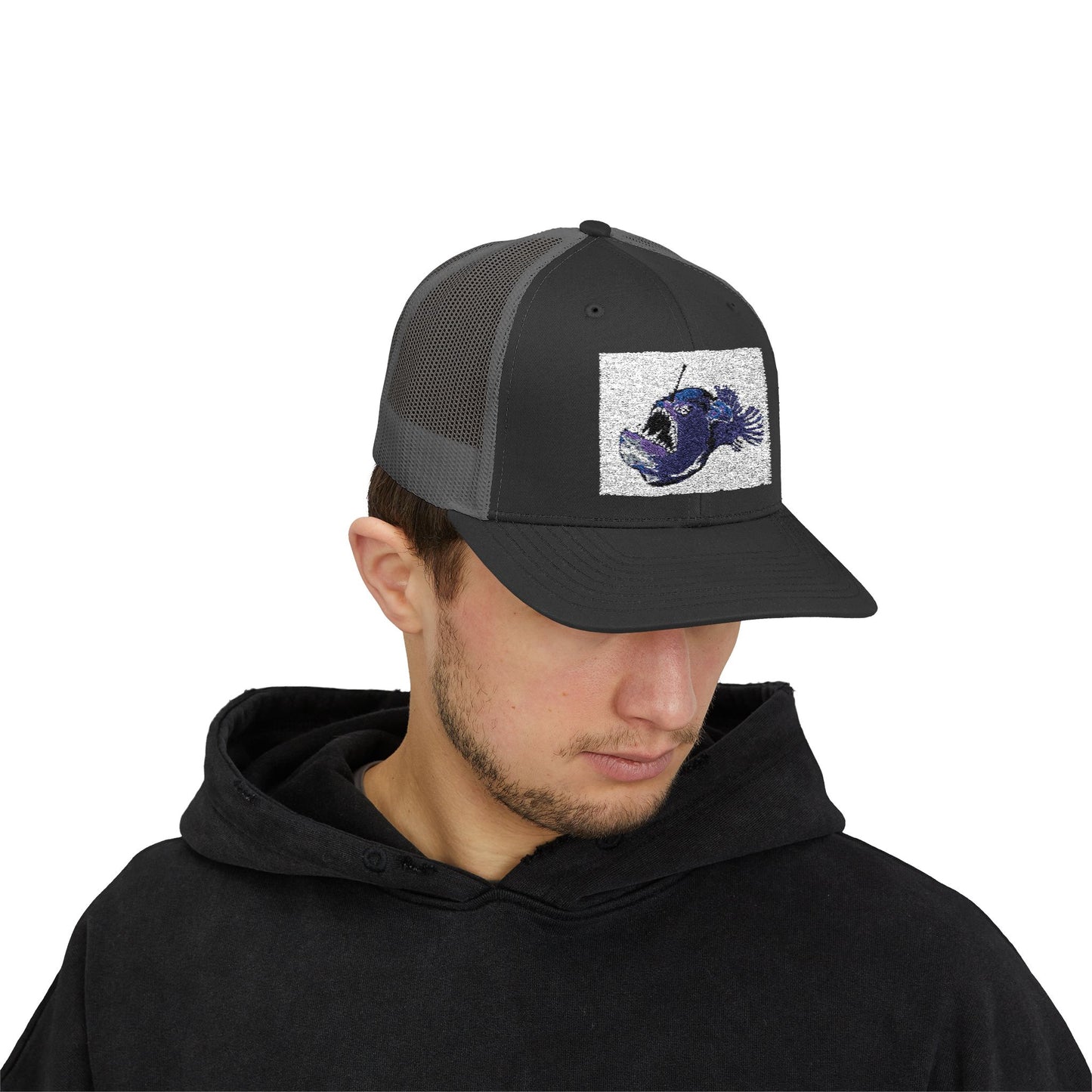 Angler Fish Embroidered Snapback Trucker Cap